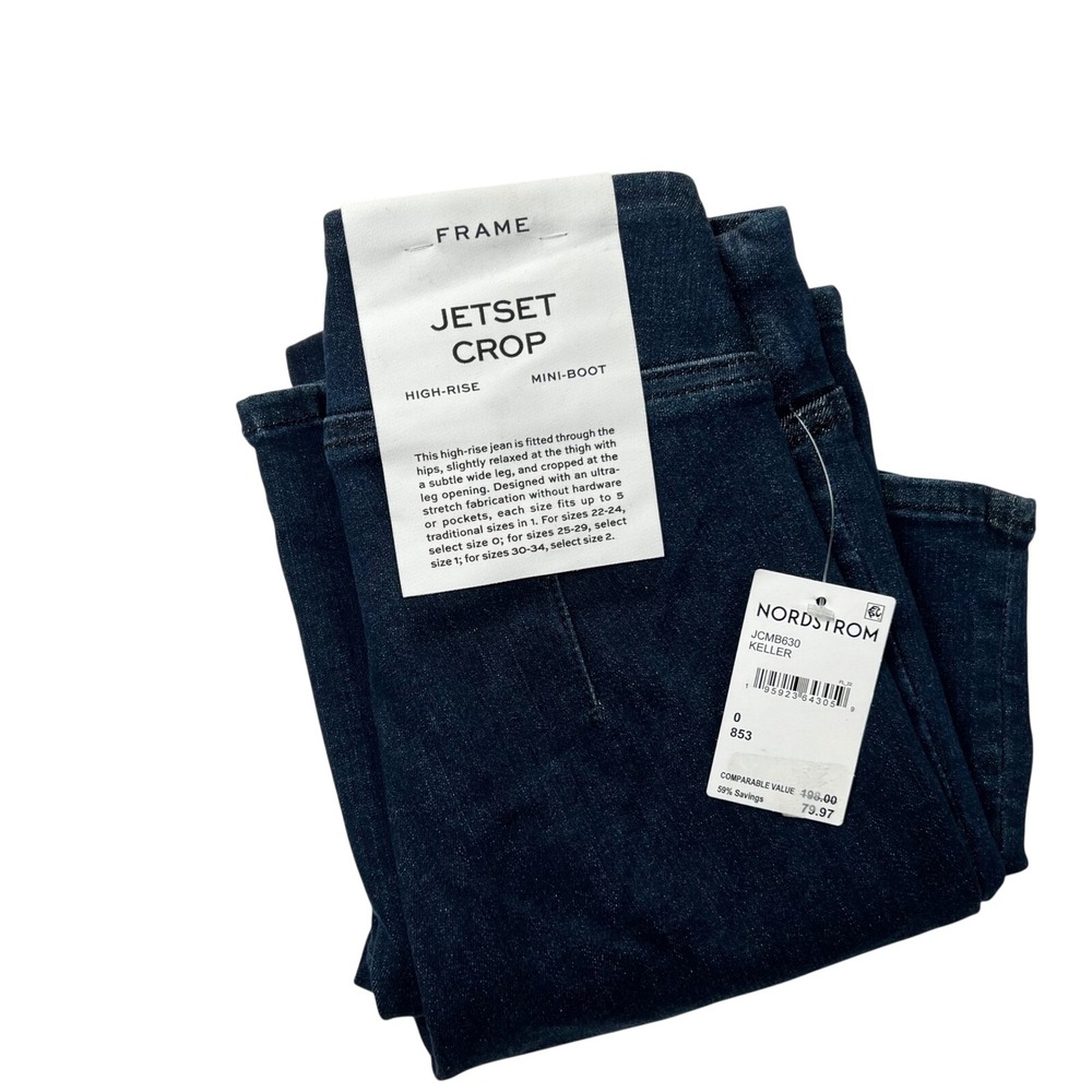 FRAME Jetset Crop Mini-Boot High-Rise Jeans Keller Dark Wash Size 0